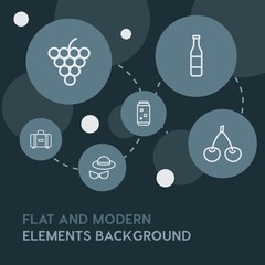 food, drinks, travel outline vector icons and elements background with circle bubbles networks...Multipurpose use on websites, presentations, brochures and more