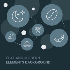 food, drinks, travel outline vector icons and elements background with circle bubbles networks...Multipurpose use on websites, presentations, brochures and more