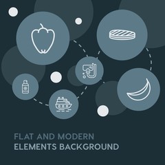 food, drinks, travel outline vector icons and elements background with circle bubbles networks...Multipurpose use on websites, presentations, brochures and more