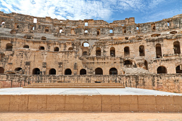 A ancient Roman amphitheater in the El Jem town.