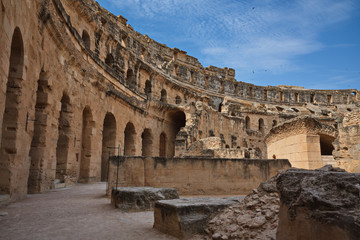 A ancient Roman amphitheater in the El Jem town.