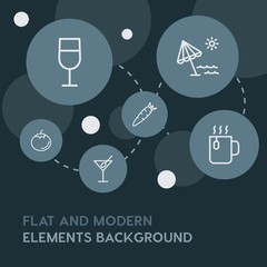 food, drinks, travel outline vector icons and elements background with circle bubbles networks...Multipurpose use on websites, presentations, brochures and more