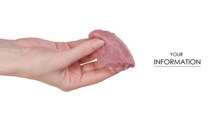 Raw pork meat pieces in hands pattern