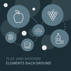 food, drinks, travel outline vector icons and elements background with circle bubbles networks...Multipurpose use on websites, presentations, brochures and more