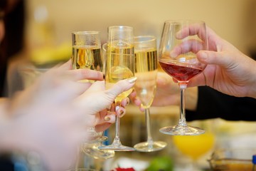 Drink alcohol champagne in hand