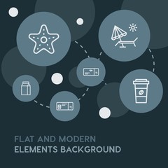 food, drinks, travel outline vector icons and elements background with circle bubbles networks...Multipurpose use on websites, presentations, brochures and more