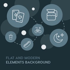 food, drinks, travel outline vector icons and elements background with circle bubbles networks...Multipurpose use on websites, presentations, brochures and more
