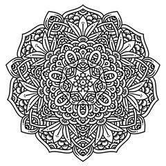 Black and white mandala vector isolated on white. Vector hand drawn circular decorative element.