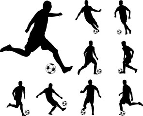 soccer players silhouettes - vector