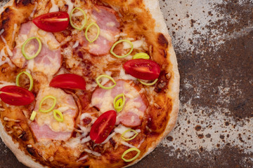 Hot Homemade Pepperoni Pizza Ready to Eat.