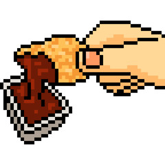 Fototapeta premium vector pixel art hand hold nugget