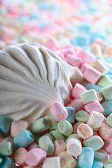 Close up of various marshmallows  .