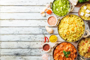 Crédence de cuisine en verre imprimé Plats de repas Assorted indian food