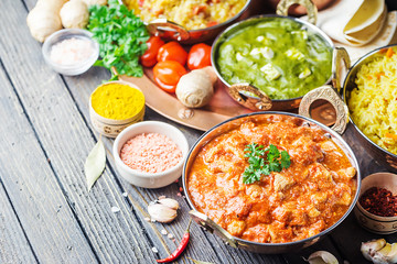 Assorted indian food