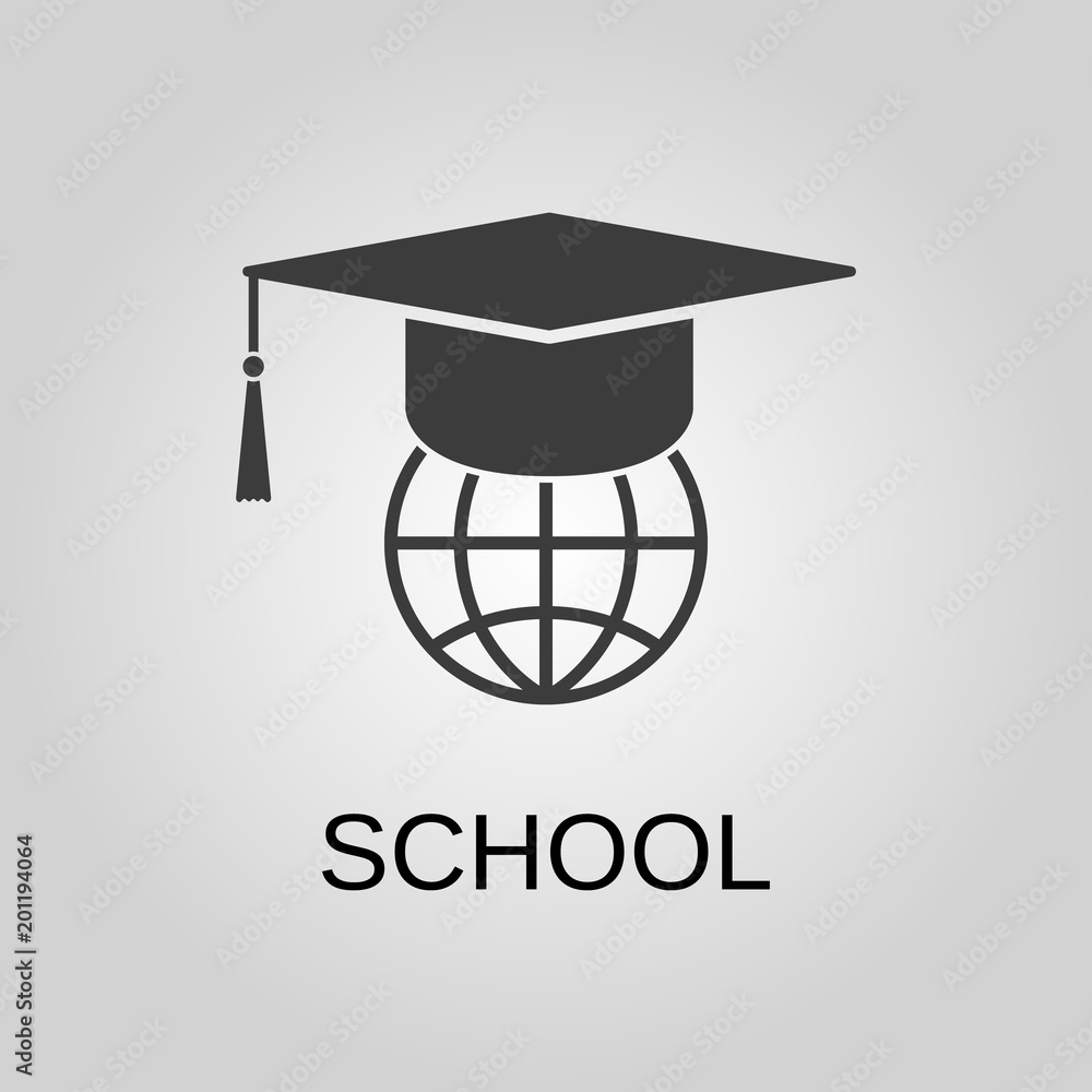 Poster School icon. School symbol. Flat design. Stock - Vector illustration