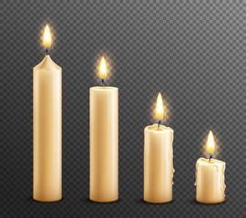 Burning Candles Realistic Transparent Background