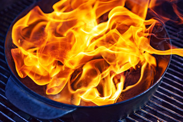 fire on a bbq grill