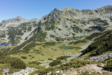 Fototapeta na wymiar Amazing landscape with Prevalski lakes and Dzhangal peak, Pirin Mountain, Bulgaria