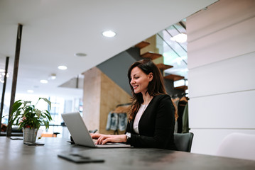 Portrait of gorgeous businesswoman working.