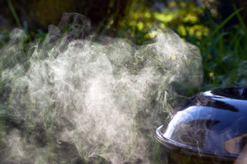 Obraz premium Dym i zapach z grilla