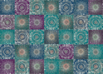 Beautiful vintage oriental designed tiles wall, can be used as background for design and fashion