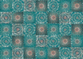 Beautiful vintage oriental designed tiles wall, can be used as background for design and fashion
