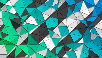 Abstract 3d rendering of triangulated surface. Modern background. Futuristic polygonal shape. Low poly minimalistic design for poster, cover, branding, banner, placard.