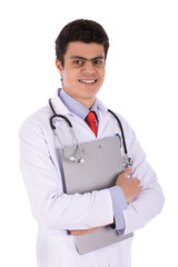 a doctor holding a clipboard