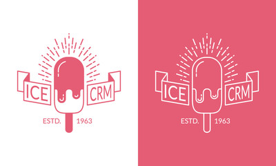 vector ice cream label, badge