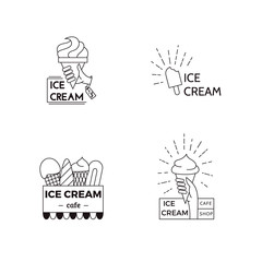 vector ice cream label, badge set