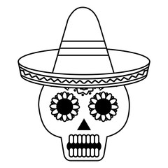 death day mask with mexican hat celebration vector illustration design