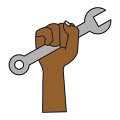 hand with wrench tool isolated icon vector illustration design