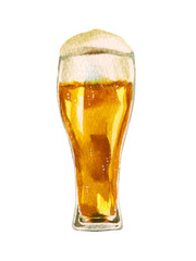 ビール グラス　水彩 イラスト