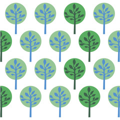 Green decorative trees seamless pattern.  Forest vector illustration. Design for textile, wallpaper, fabric.