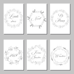 New Year and Merry Christmas decoration set.