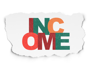 Business concept: Painted multicolor text Income on Torn Paper background