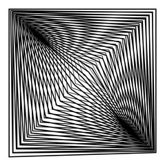 abstract black white square optical art, op art monochrome shapes