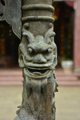 Insence burner detail in the courtyard of the historic Hainan Assembly Hall in the UNESCO listed central Vietnamese town of Hoi An
