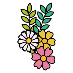 flowers and leafs decorative icon vector illustration design