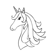 Beauty unicorn horse in doodle style.