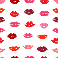 Seamless pattern with colorful lips. 