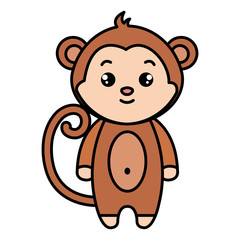 Obraz premium cute monkey tender character vector illustration design