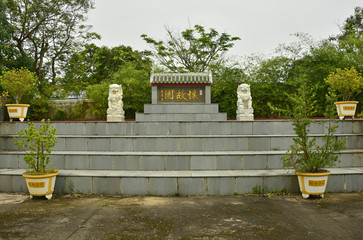 Fototapeta premium Part of the grounds of the historic Hainan Assembly Hall in the UNESCO listed central Vietnamese town of Hoi An 