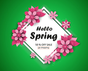 Spring sale background layout for banners. voucher discount. Vector design for shop poster, leaflet or web banner. Eps 10