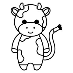cute and little cow character vector illustration design