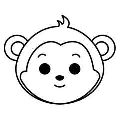 cute monkey head character vector illustration design