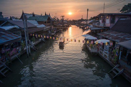 Boat in the river at Amphawa market Samut Songkram