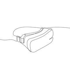 Virtual reality headset - one line design style illustration