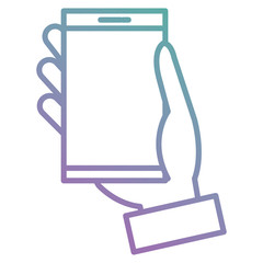 hand with smartphone device isolated icon vector illustration design