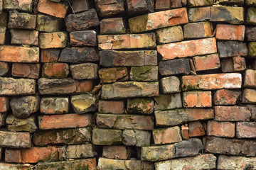 Background of old red bricks. Texture.